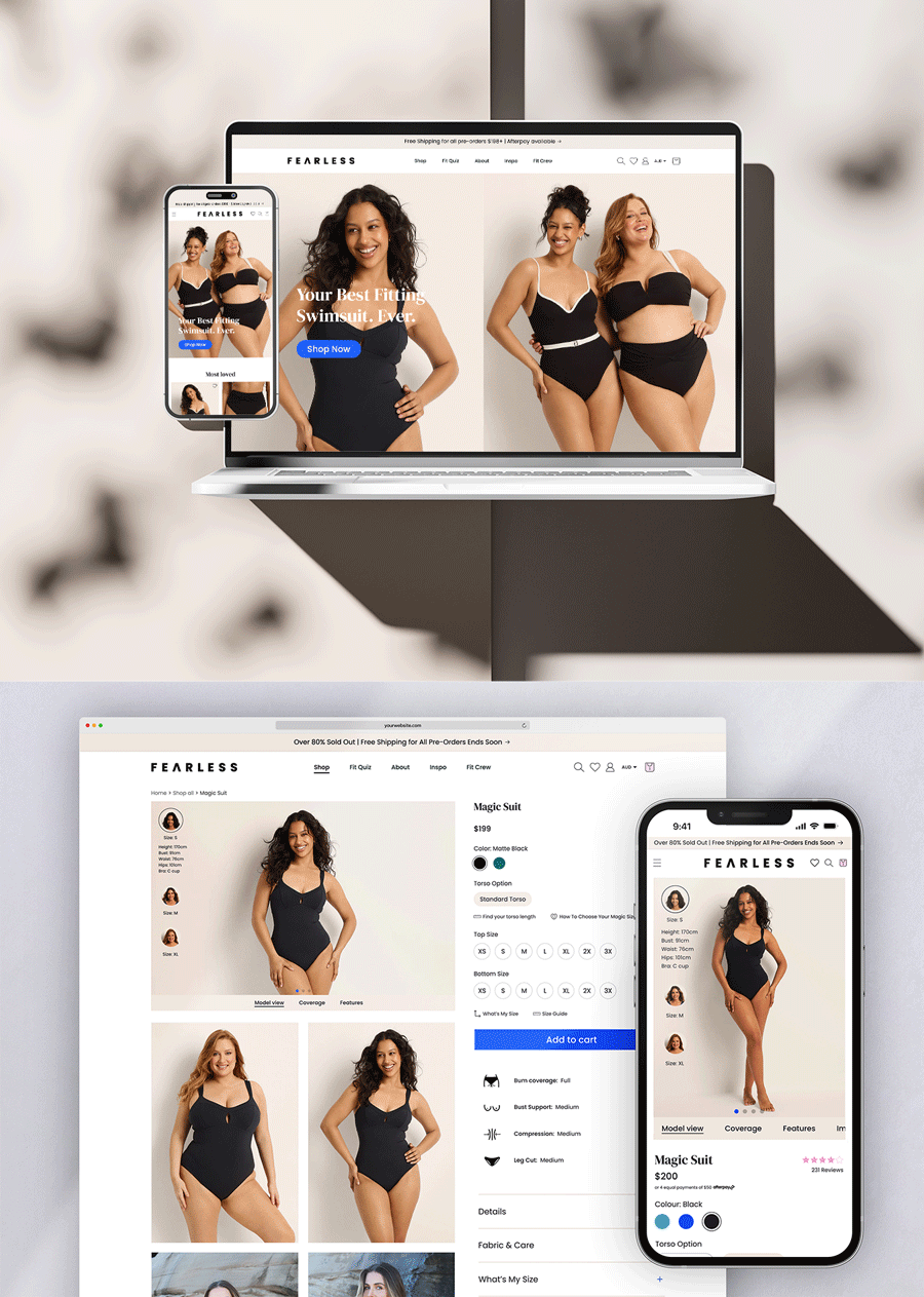 Fearless Swimwear Website UX Design