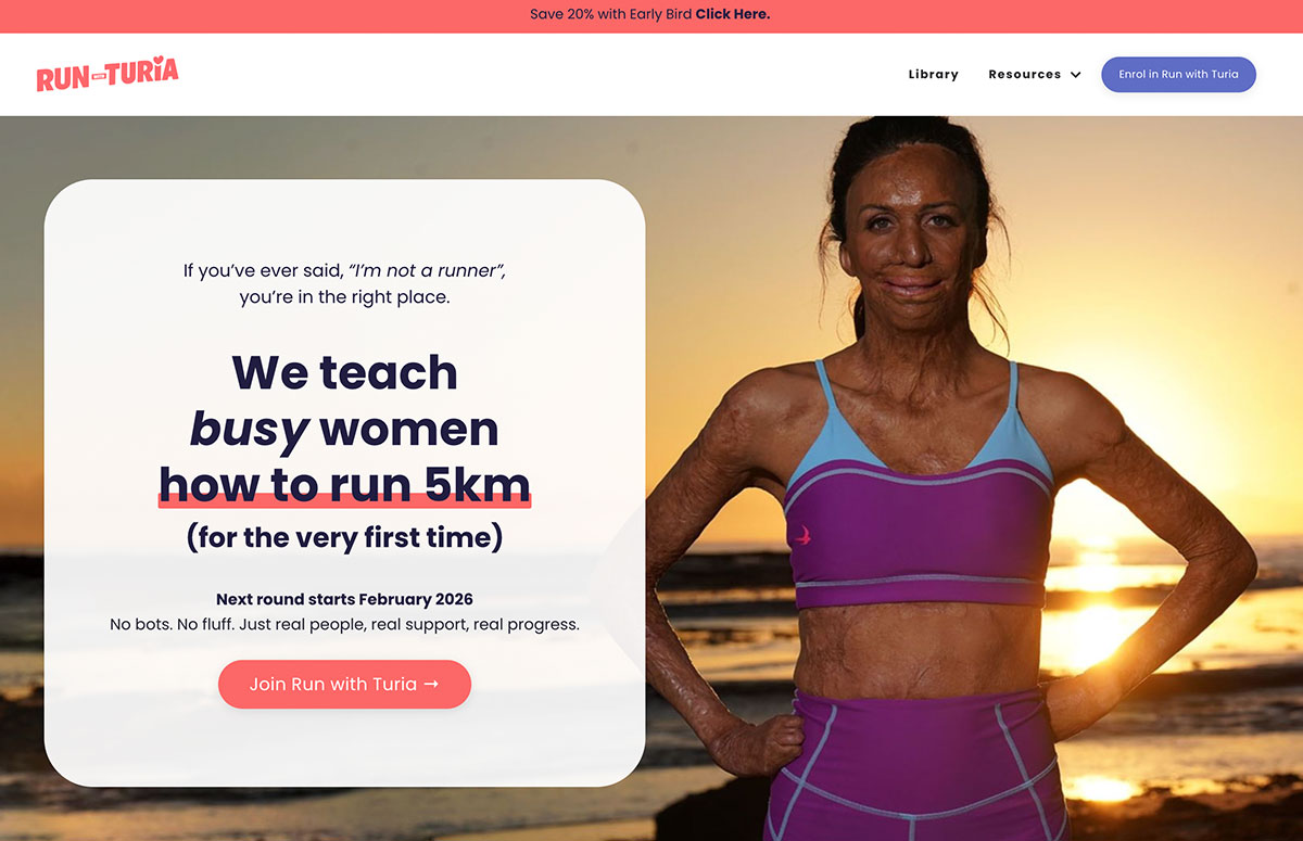Run with Turia kajabi website design