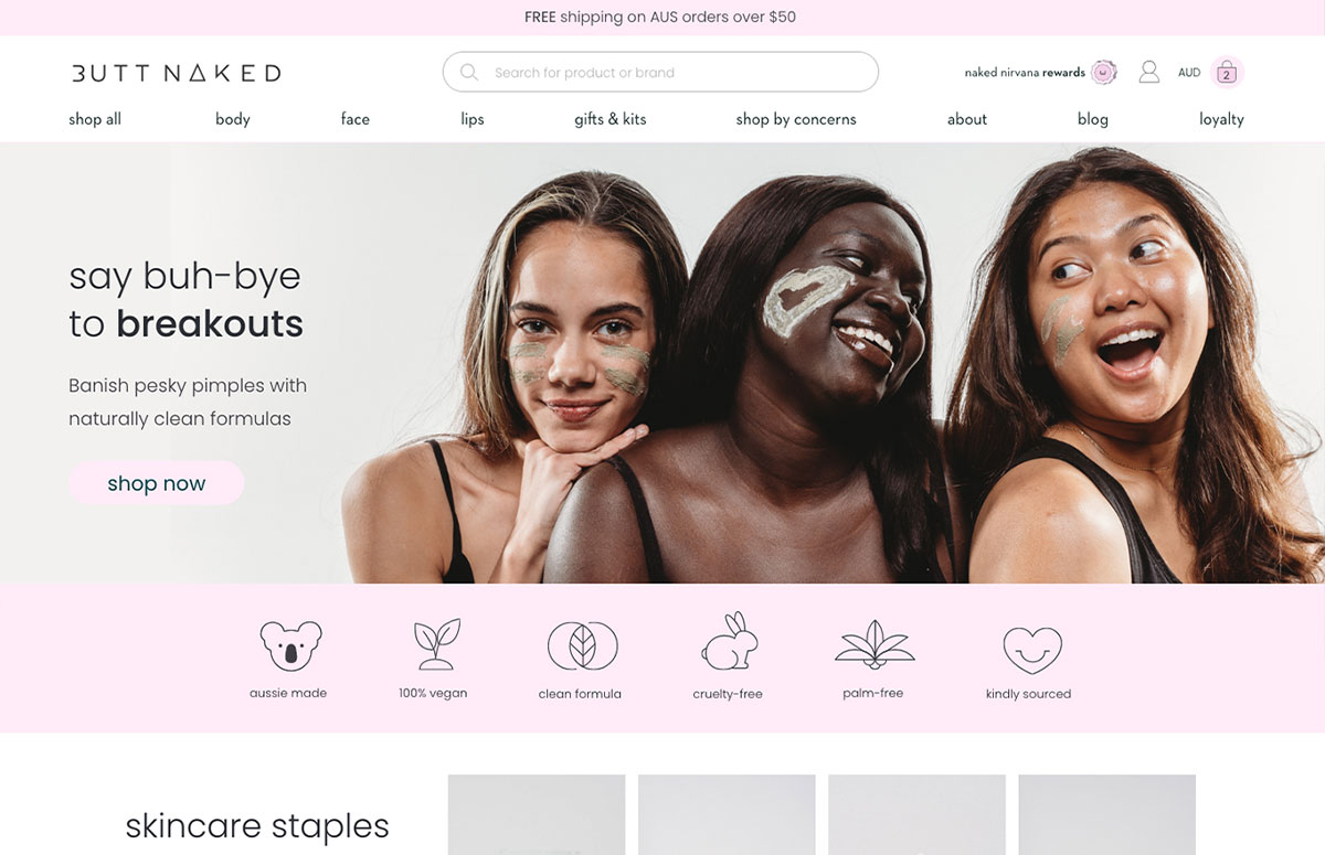 skincare ux website design